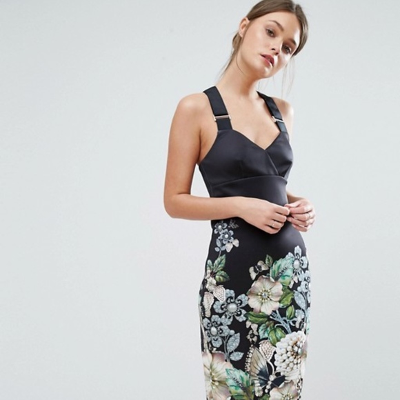 ted baker floral midi dress